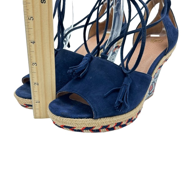 Cabi Isla Navy Blue Platform Wedge Tassel Tie Up Aztec Tribal Heel w Jute Size 8 - Picture 5 of 8